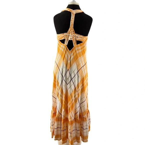 Holding Horses Yellow Plaid Maxi Sun Dress Anthropologie Medium - Picture 3 of 12